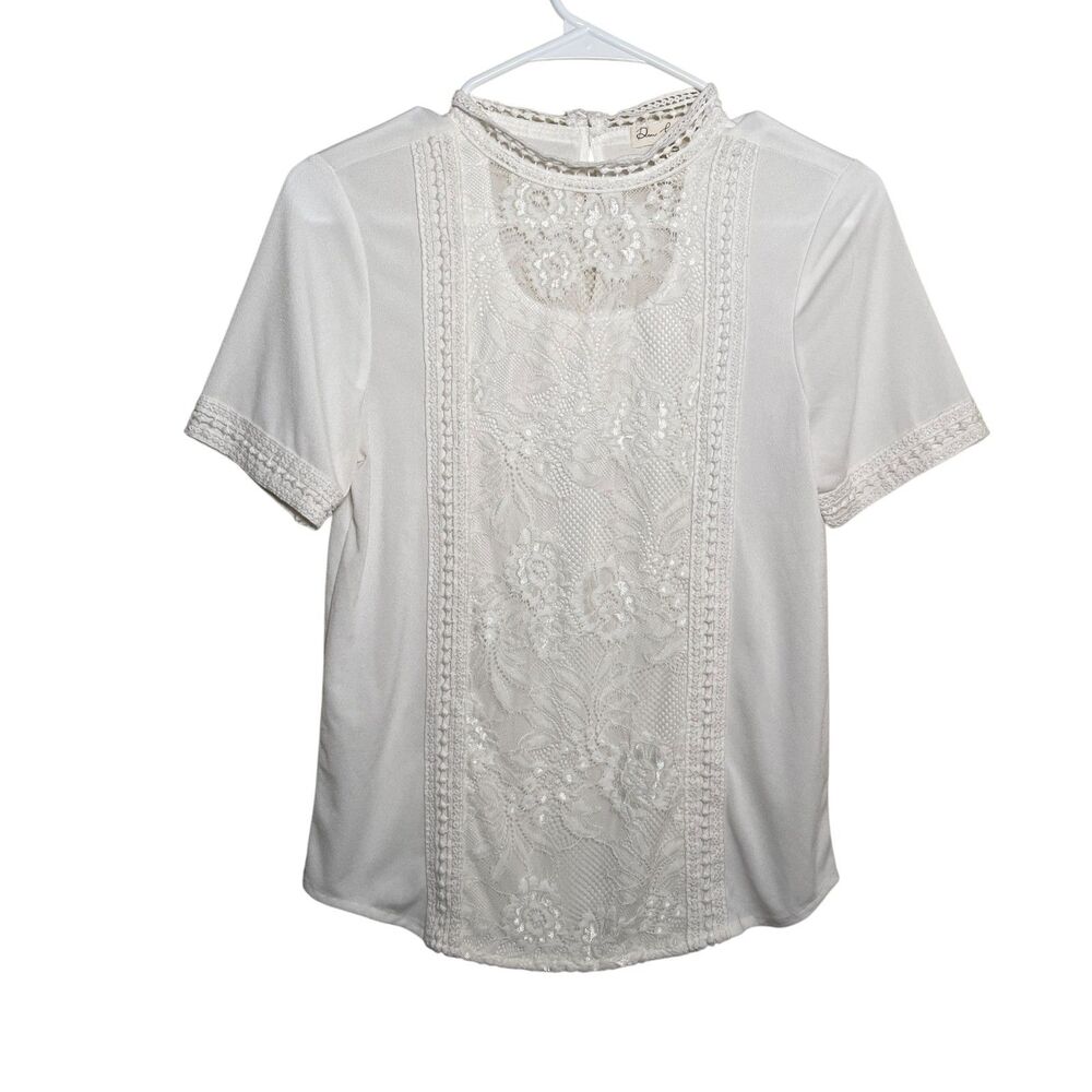 Dear Grace With Love Blouse Women's Small White Boho Cottage Renaissance Top